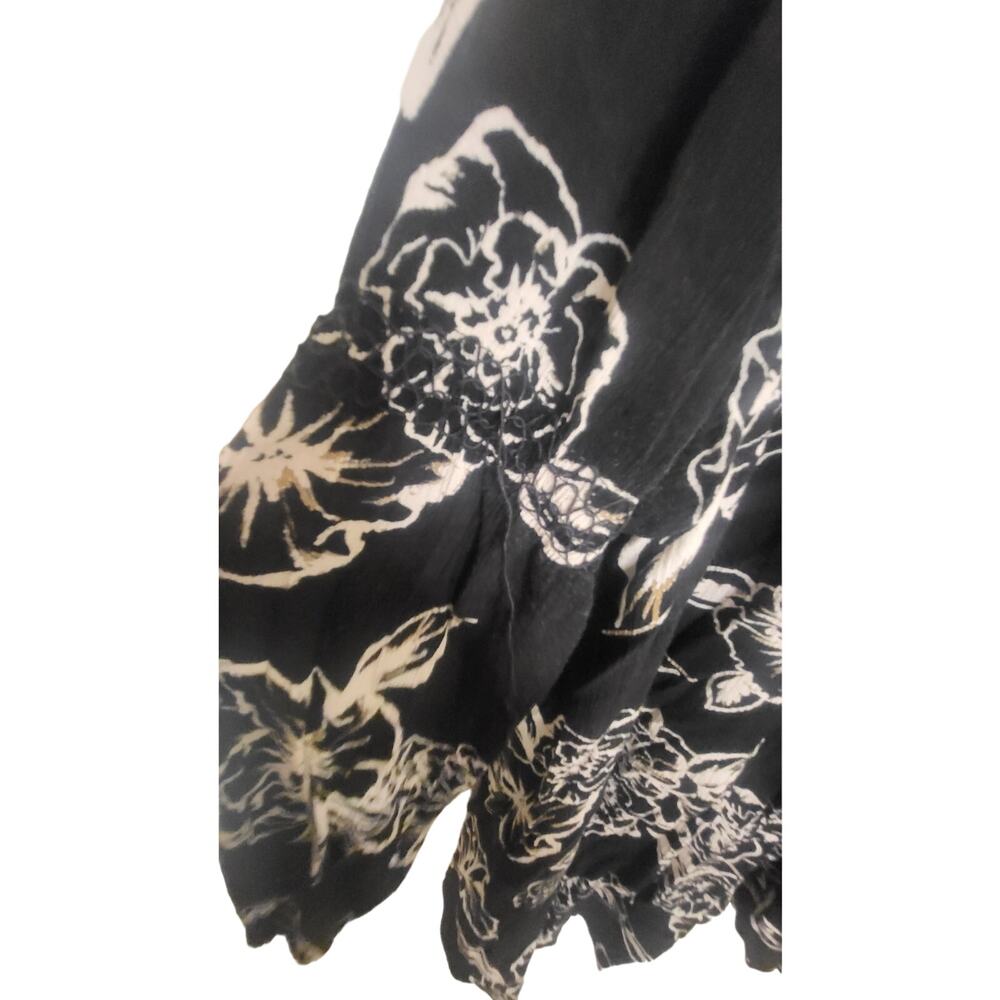 Free People Swing Out of it Black Floral Tunic Flowy Oversized dress sz Medium - Picture 6 of 11